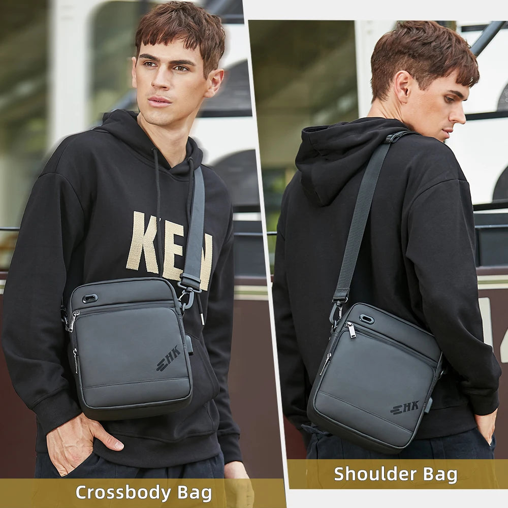 Heroic Knight Sling Crossbody Bag Men for 11" Ipad Waterproof Man Phone Bag Luxury Casual Outdoor Travel Messenger Bags with USB