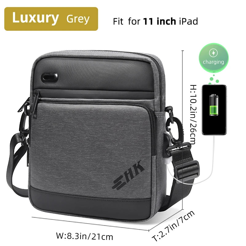 Heroic Knight Sling Crossbody Bag Men for 11" Ipad Waterproof Man Phone Bag Luxury Casual Outdoor Travel Messenger Bags with USB