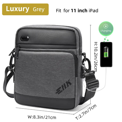 Heroic Knight Sling Crossbody Bag Men for 11" Ipad Waterproof Man Phone Bag Luxury Casual Outdoor Travel Messenger Bags with USB