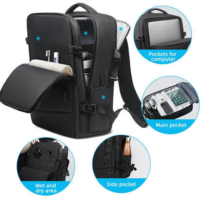 Heroic Knight Travel Backpack Large Capacity Men's Business Backpack School Expandable USB Bag Waterproof 17.3'' Laptop Backpack