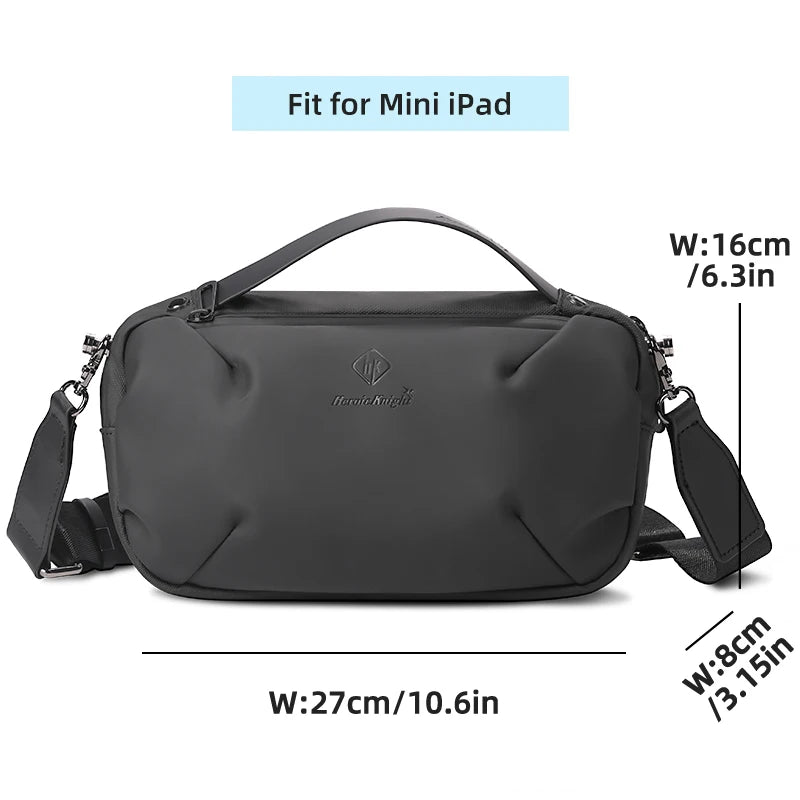 Heroic Knight Waterproof Crossbody Bag Men High Quality Messenger Bag for Mini IPad Casual Stylish Simplicity Fanny Pack for Man