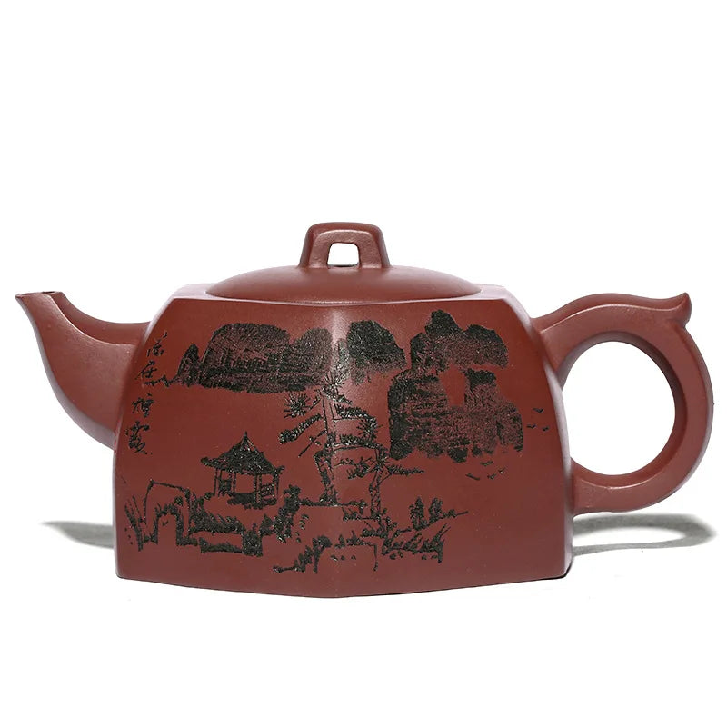 Hexagonal Zisha Teapot, Yixing Handmade Pot, Kung-Fu Teaware, Purple Clay, Drinkware for Puer, Green, Black, Chinese Tea