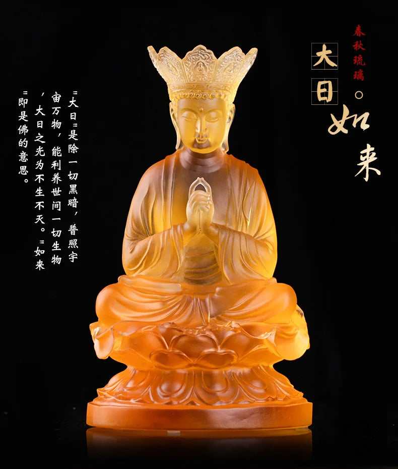 Coloured glaze Tathagata Buddha Statue Decoration Buddhist temple home decor worship Shakyamuni Buddha Temple Buddhist Supplies