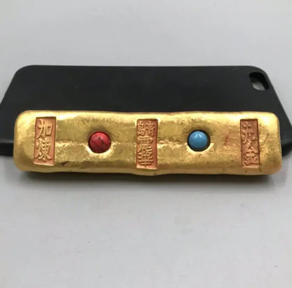 Archaize brass inlay gem Imitation Gold bars small crafts statue