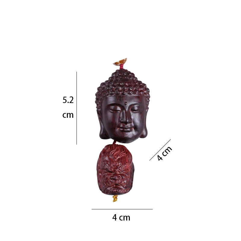 7cm Lobular Rosewood Buddha Myth Historical Buddha head Sakyamuni Rosewood Figure Statue Car Hanging Office Decoration