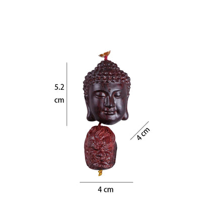 7cm Lobular Rosewood Buddha Myth Historical Buddha head Sakyamuni Rosewood Figure Statue Car Hanging Office Decoration