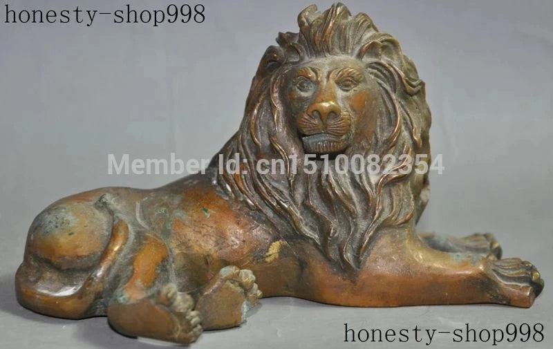 Chinese folk fengshui bronze copper evil foo fu dog lion animal beast statue