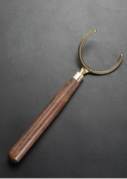 Ebony Wood Handle Copper Tea Cup Clip, Anti-scald Fork, Cup Holder Utensils, Kung Fu Cup Holder, Tea Ceremony Accessories, Tools