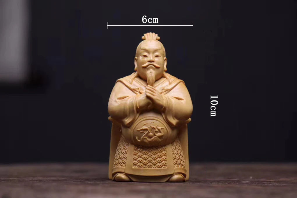 Boxwood 10cm Three Kingdoms Three Brothers Sculpture Figure Chinese Liubei Guanyu Zhangfei Solid Wood Statue Loyalty Home Decor