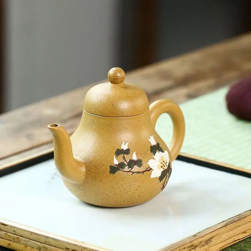 Handmade Kung-Fu Teaware of Purple Clay, Puer Green and Black Clay, Peony Siting Pot, Zisha Teapot, Handmade Pot