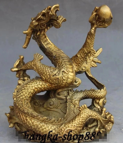 Chinese Fengshui Carving Zodiac Year Animal Dragon Dragons Statue