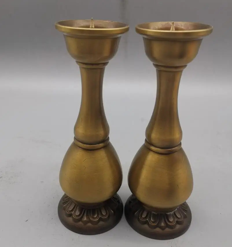 China brass archaize Candle Holders crafts statue A pair