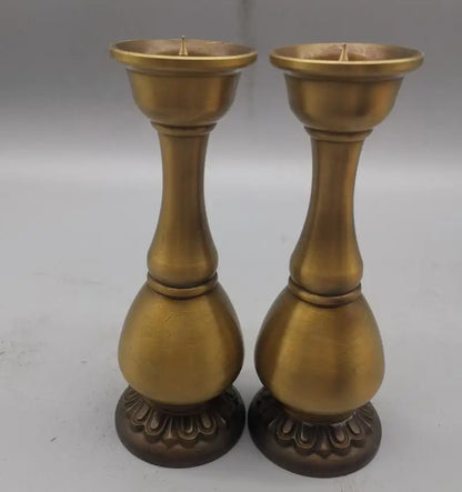 China brass archaize Candle Holders crafts statue A pair
