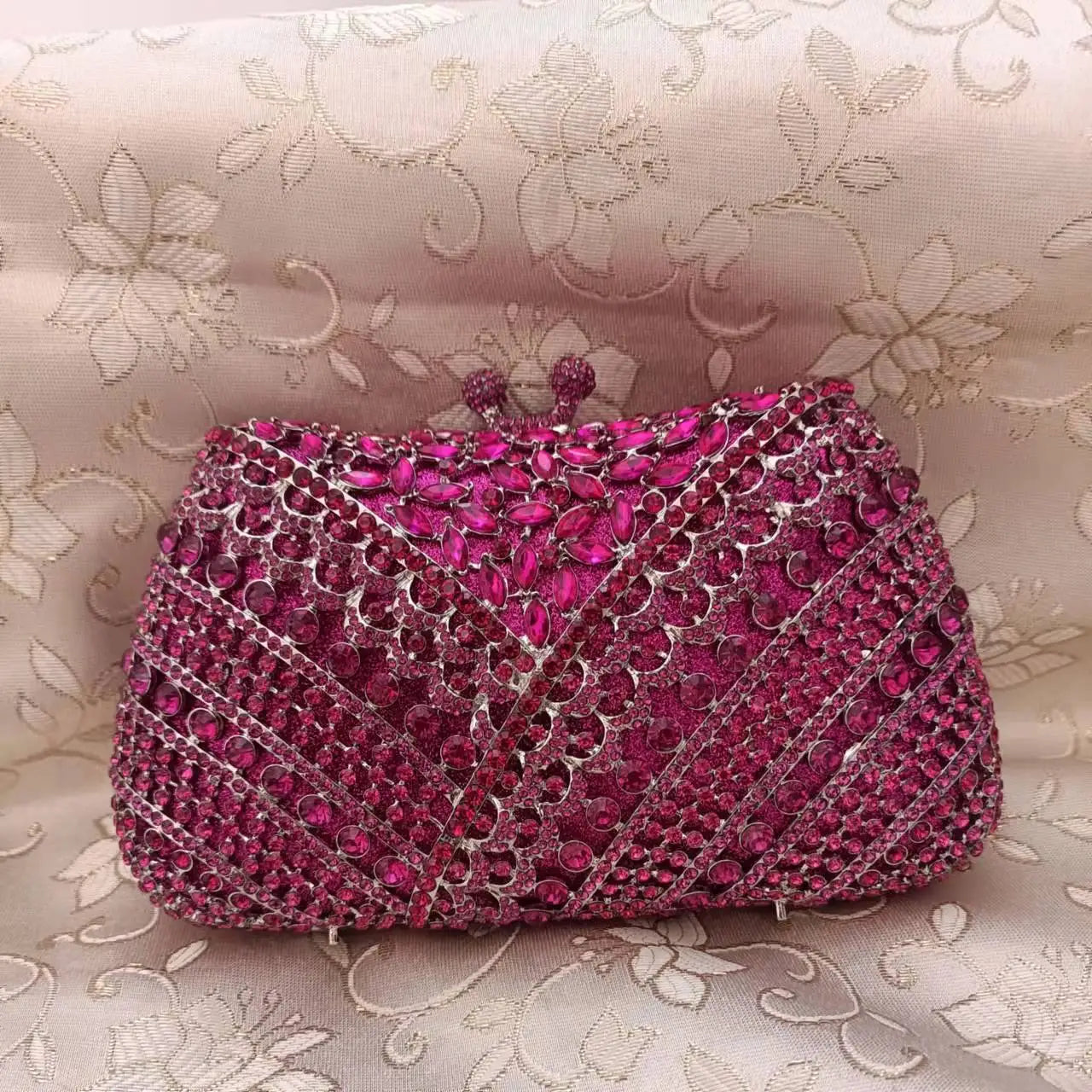 Elegant Women Purple Clutch Evening Cocktail Bags Wedding Crystal Dinner Banquet Purse Bridal Rhinestone Birthday Party Handbags