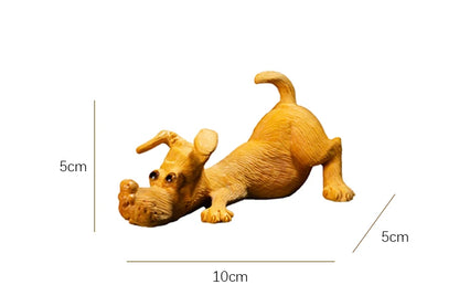 Boxwood 10cm Dachshund Sculpture Mini Dog Wood Animal Statue Lucky Puppy Home Decoration