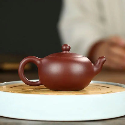 Purple Clay One Bead Teapot Zisha Teapot Yixing Handmade Pot Kung-fu Teaware  Purple Clay Drinkware For Puer Green Black Chinese