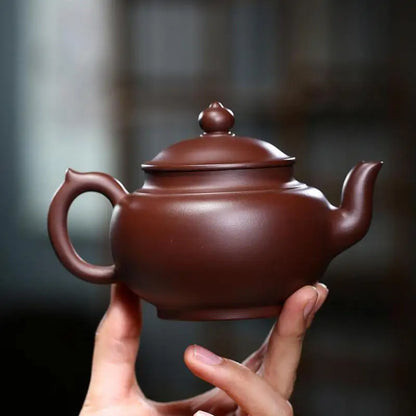 Purple Zhuni Engraved Teapot With Laughing Sakura Zisha Teapot Yixing Handmade Pot Kung-fu Teaware  Purple Clay Drinkware  Puer