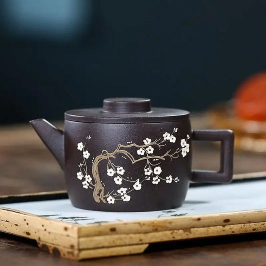 Hand-painted Pot, Zisha Teapot, Yixing Handmade Pot, Kung-Fu Teaware, Purple Clay Drinkware for Puer Green