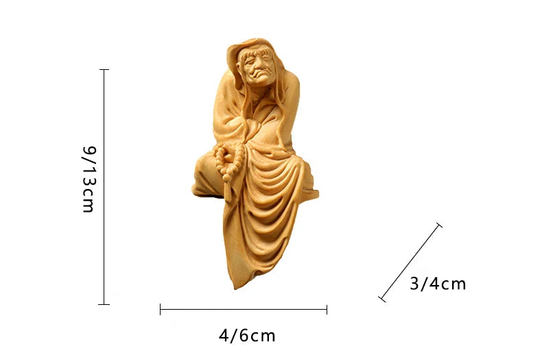 9/13 Cm Dharma Buddha Statue Chinese Home Boxwood Sculpture Crafts Exquisite Figures Wood Decoration Zen Dharma Home Decor