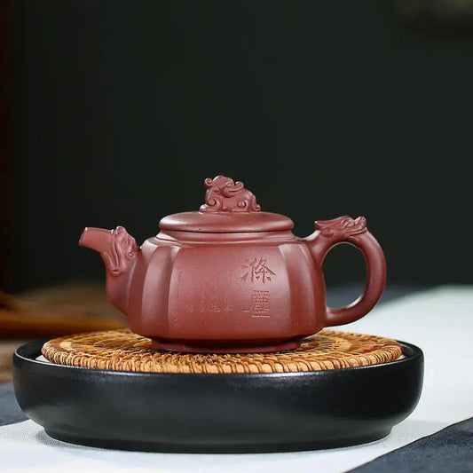 Longzun Purple Clay Zisha Teapot, Handmade Pot, Kung-Fu Teaware, Purple Clay Drinkware for Puer