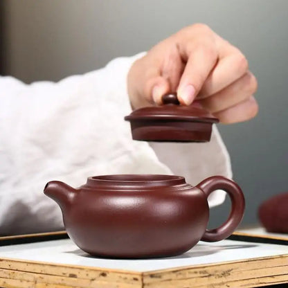 Purple Clay Double Line Antique Pot Zisha Teapot Yixing Handmade Kung-fu Teaware Purple Drinkware For Puer