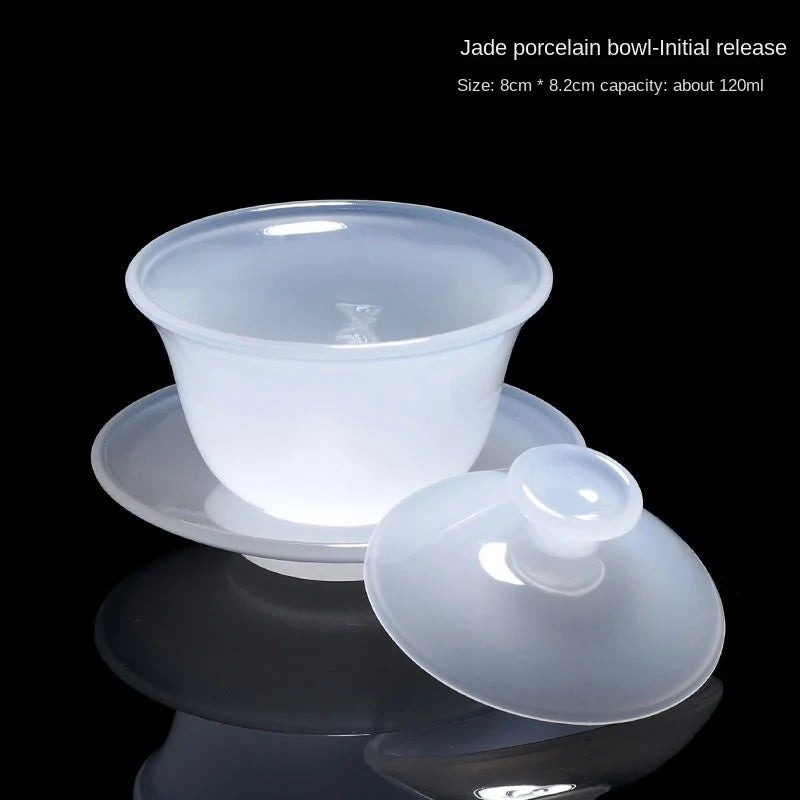 Hibiscus Jade Porcelain Lime Bowl Tea Bowl Lady Pink White Porcelain Glazed Glass Jade Kung Fu Tea Set Fair Cup Tureen Bowls Set