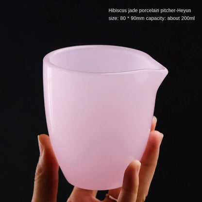 Hibiscus Jade Porcelain Lime Bowl Tea Bowl Lady Pink White Porcelain Glazed Glass Jade Kung Fu Tea Set Fair Cup Tureen Bowls Set