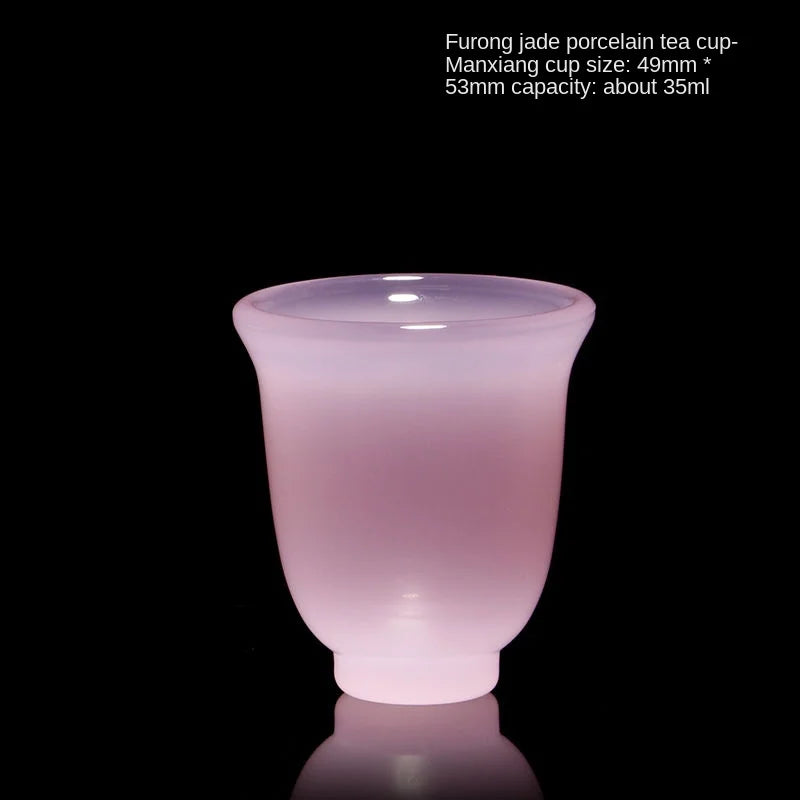 Hibiscus Jade Porcelain Lime Bowl Tea Bowl Lady Pink White Porcelain Glazed Glass Jade Kung Fu Tea Set Fair Cup Tureen Bowls Set