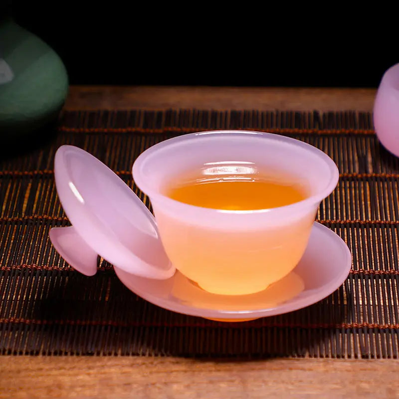 Hibiscus Jade Porcelain Lime Bowl Tea Bowl Lady Pink White Porcelain Glazed Glass Jade Kung Fu Tea Set Fair Cup Tureen Bowls Set