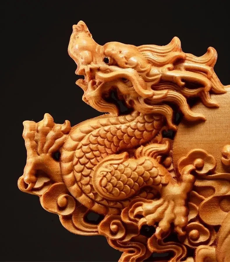 High 20cm Wooden Animal Dragon Horse Spirit  Decoration Ornaments Crafts Home Living Carving Arts Gifts