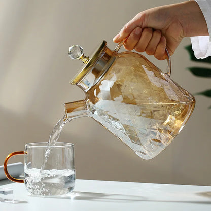 High Borosilicate Glass Cold Water Kettle Amber Cold Water Kettle Lanling Kettle Household Large Capacity Teapot Tea Pot Glass