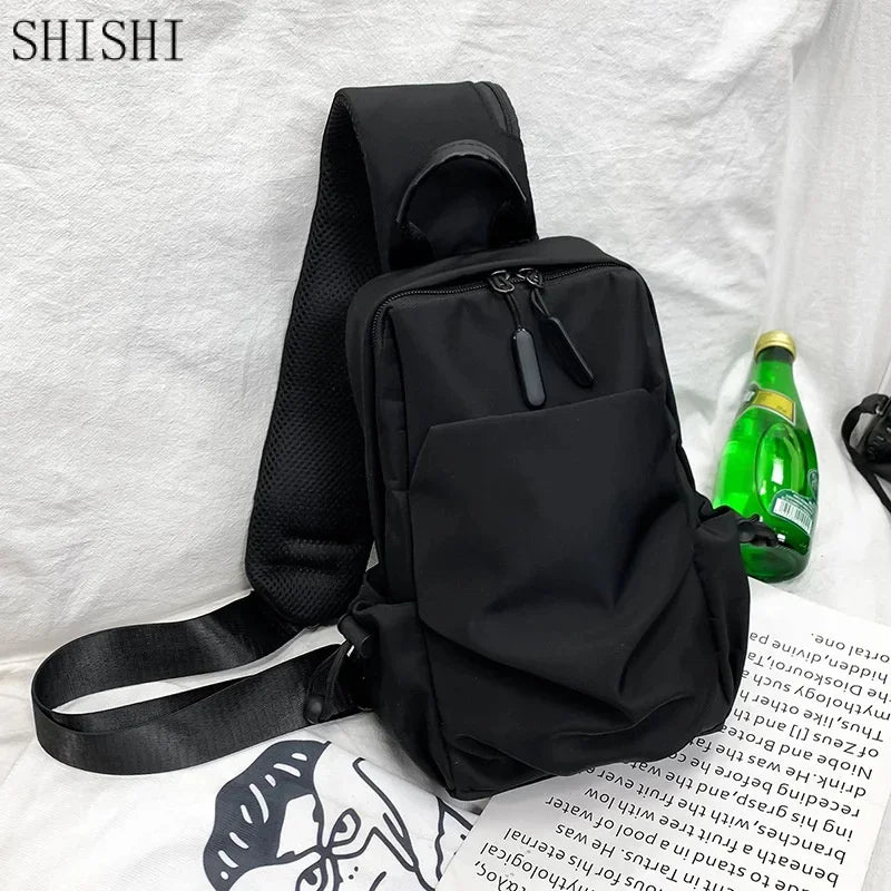 High Capacity Casual Men's Multifuction Chest Male Sport Shoulder Bag Oxford Waterproof Crossbody Pack