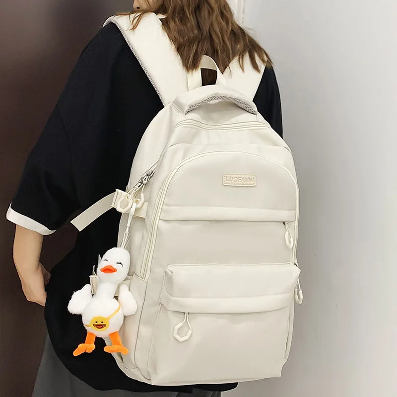 High Capacity Girl Boy White Laptop College Backpack Lady Men Travel Leisure Packet Women School Bag Fashion Female Male BookBag