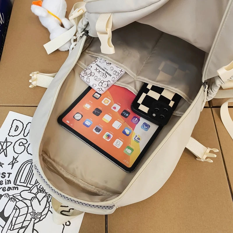 High Capacity Girl Boy White Laptop College Backpack Lady Men Travel Leisure Packet Women School Bag Fashion Female Male BookBag