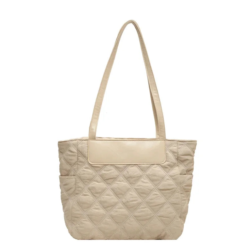 High Capacity Tote Bag 2023 New Casual Shopping Shoulder Bags for Women Fashion Female Solid Color Commute Sac Hand Cloth Bag