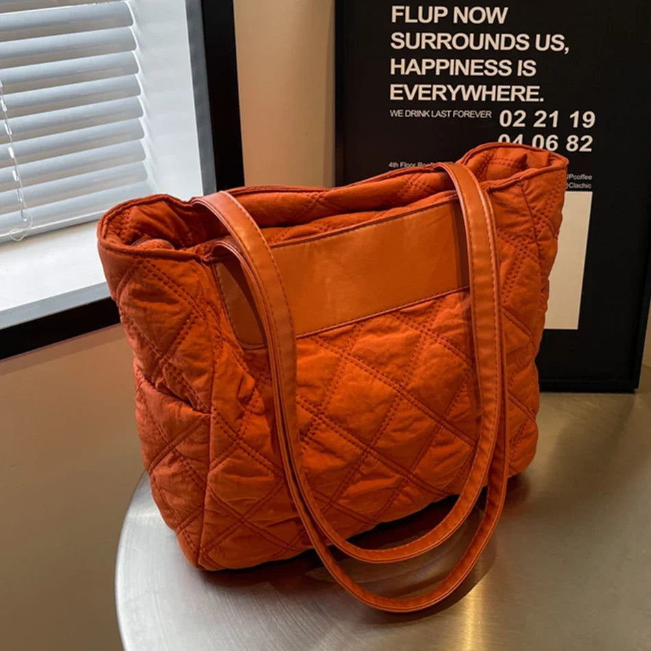 High Capacity Tote Bag 2023 New Casual Shopping Shoulder Bags for Women Fashion Female Solid Color Commute Sac Hand Cloth Bag