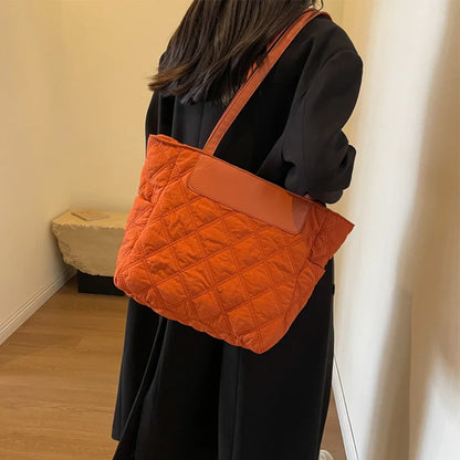High Capacity Tote Bag 2023 New Casual Shopping Shoulder Bags for Women Fashion Female Solid Color Commute Sac Hand Cloth Bag