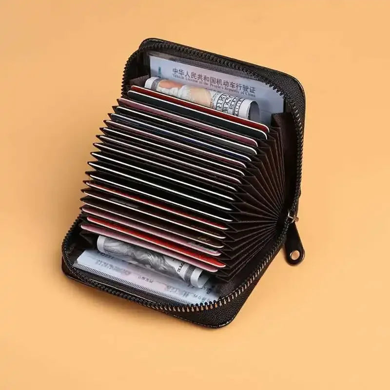 High End Credit Card Wallet, Zipper Card Cases Holder for Men Women, RFID Blocking, KeyChain Wallet, Compact Size 11-20 Slots