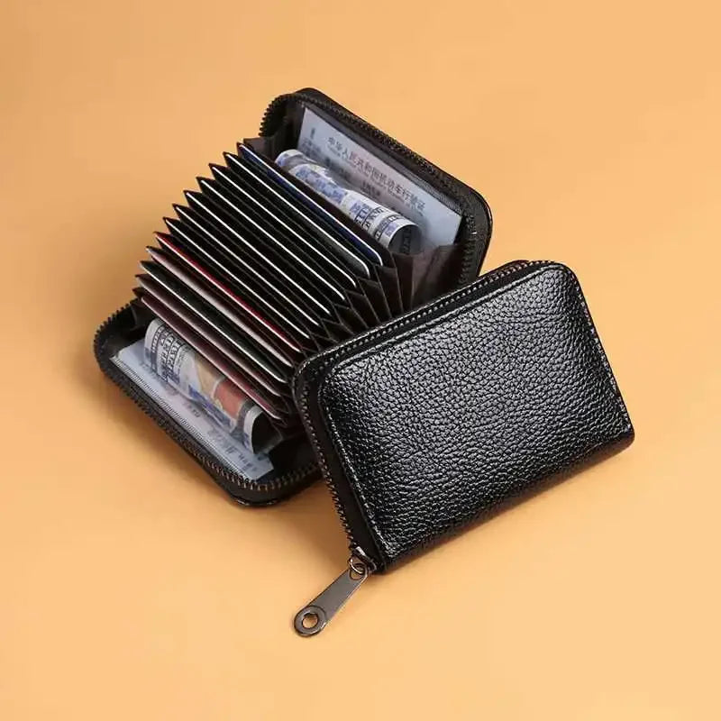 High End Credit Card Wallet, Zipper Card Cases Holder for Men Women, RFID Blocking, KeyChain Wallet, Compact Size 11-20 Slots