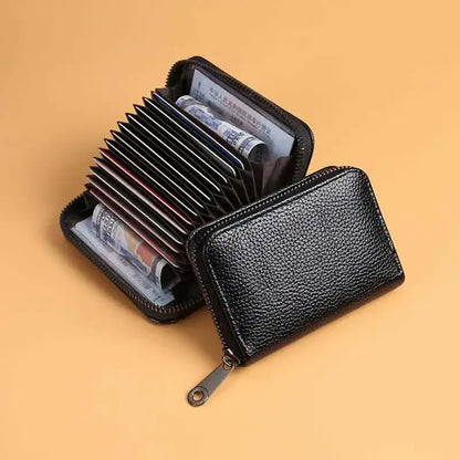High End Credit Card Wallet, Zipper Card Cases Holder for Men Women, RFID Blocking, KeyChain Wallet, Compact Size 11-20 Slots