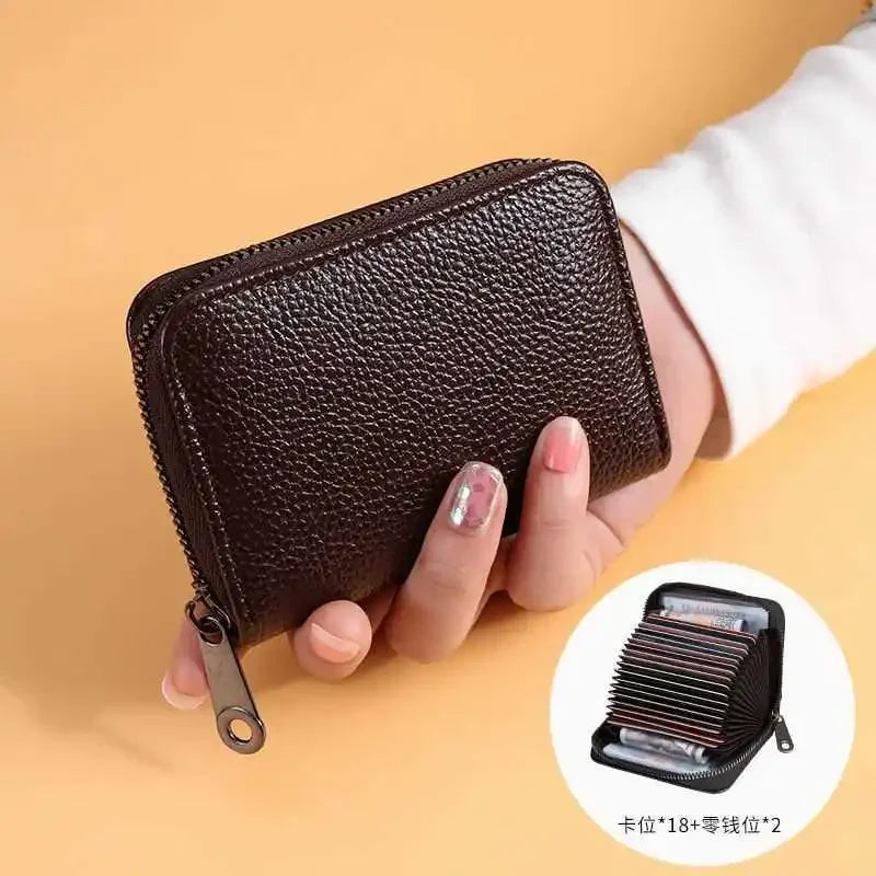 High End Credit Card Wallet, Zipper Card Cases Holder for Men Women, RFID Blocking, KeyChain Wallet, Compact Size 11-20 Slots