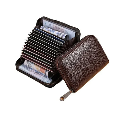 High End Credit Card Wallet, Zipper Card Cases Holder for Men Women, RFID Blocking, KeyChain Wallet, Compact Size 11-20 Slots