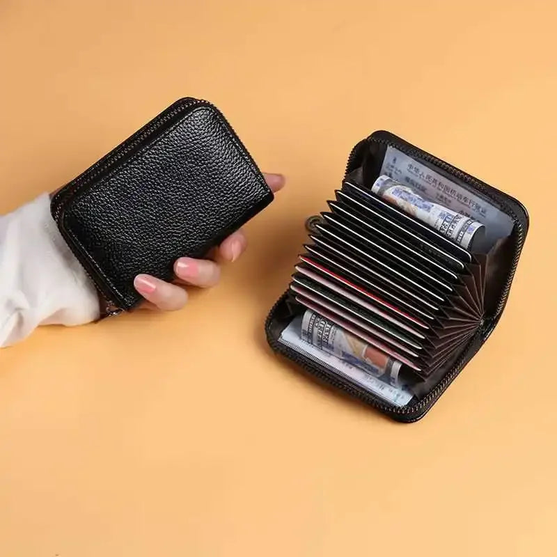 High End Credit Card Wallet, Zipper Card Cases Holder for Men Women, RFID Blocking, KeyChain Wallet, Compact Size 11-20 Slots