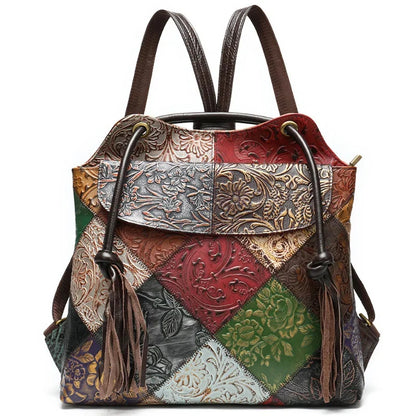 High Fashion Woman Genuine Patchwork Travelling Bagpack Cow Leather Girls School Backpack Female Daypack