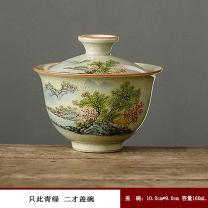 High Grade Ceramic Gaiwan and Tea Cup Elegant Gongfu Teaware for Authentic Chinese Tea Tureen Set  Porcelain Teacups