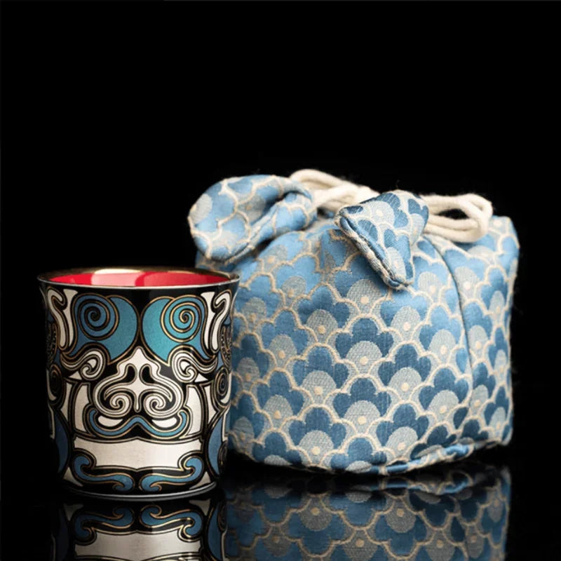 High Grade Chinese Ceramic Enamel Teapot with Gold Trim Kung Fu Tea Set A Mythical Animal Pattern Teaware Set with Gift Packing