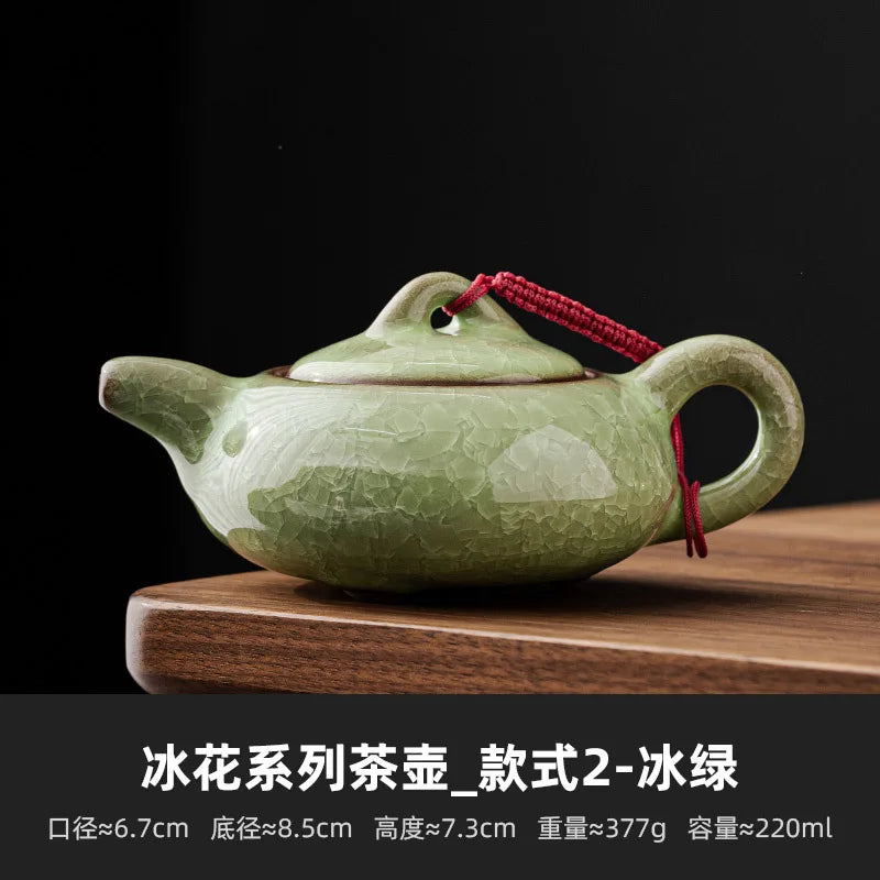 High Grade Longquan Black Ice Art Ceramic Teapot Japanese Pot Tea Soaking Kettle with Strainer Tea Ceremony Supplies Ornaments