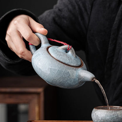 High Grade Longquan Black Ice Art Ceramic Teapot Japanese Pot Tea Soaking Kettle with Strainer Tea Ceremony Supplies Ornaments