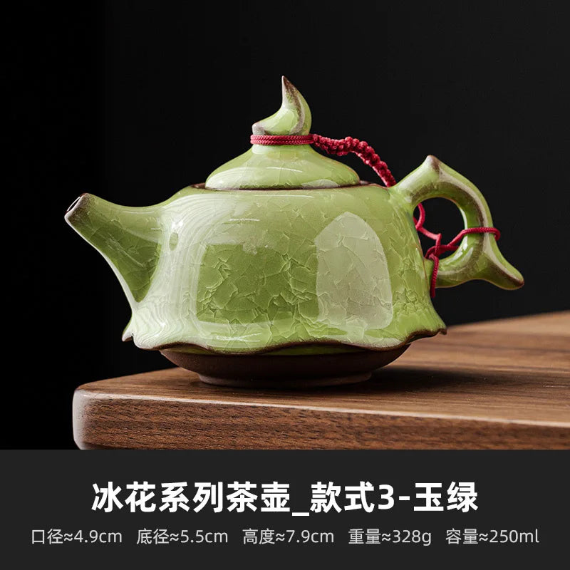 High Grade Longquan Black Ice Art Ceramic Teapot Japanese Pot Tea Soaking Kettle with Strainer Tea Ceremony Supplies Ornaments