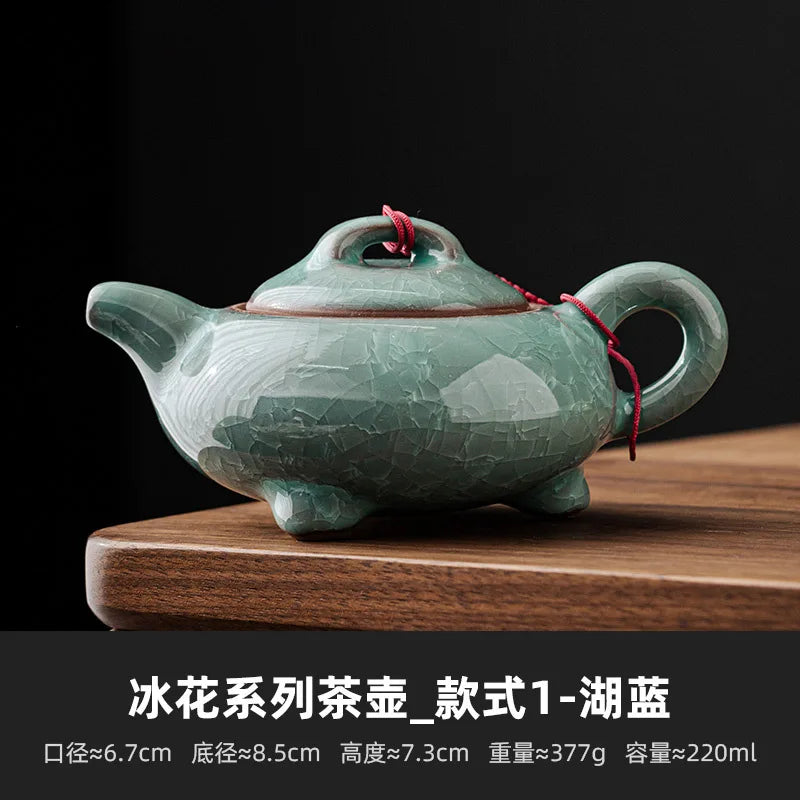 High Grade Longquan Black Ice Art Ceramic Teapot Japanese Pot Tea Soaking Kettle with Strainer Tea Ceremony Supplies Ornaments